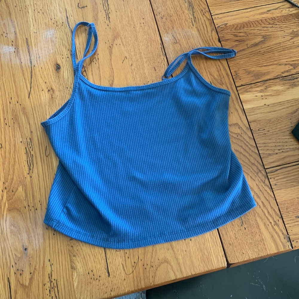Blue A&E cropped tank top
